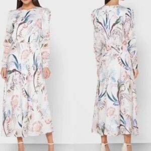 Ted Baker Edreana Decadence Puff Sleeve Floral Print Midi Dress in Cream (3/L)